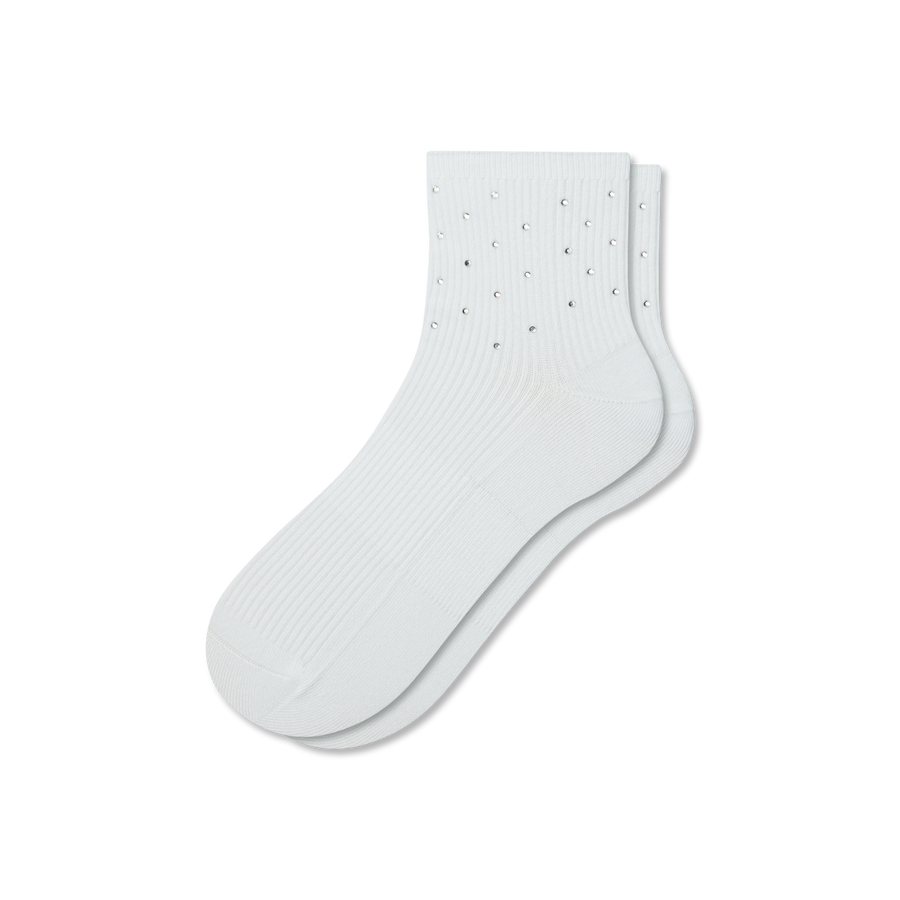 Women’s Rhinestone Rib Quarter Socks - Outdoor Weekend Move