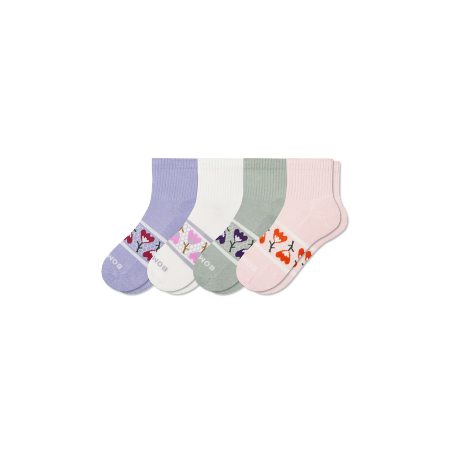 Women's Garden Party Quarter Sock 4-Pack - Easy Travel Wear