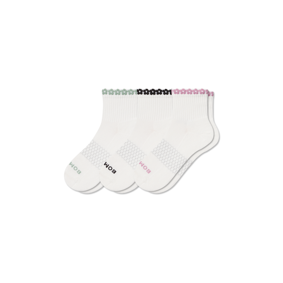 Women's Daisy Chain Quarter Sock 3-Pack - Cushion Crew Comfort