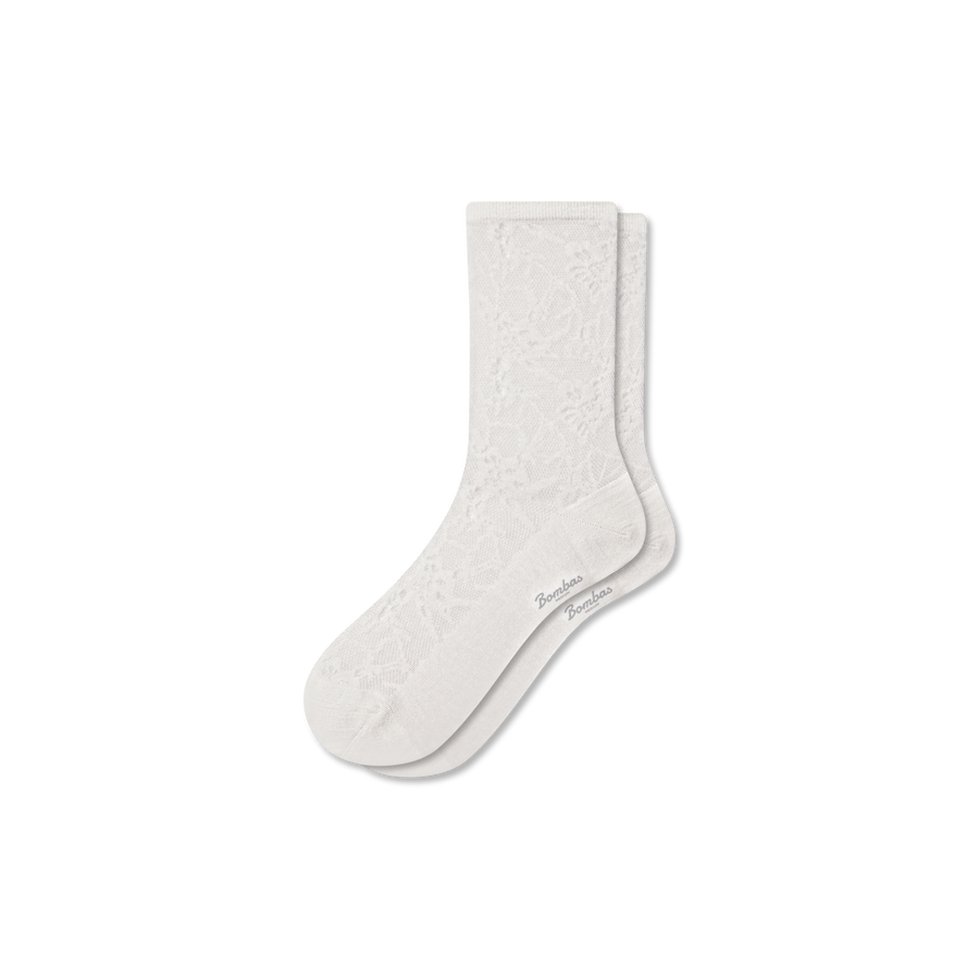 Women’s Floral Lace Half Calf Socks - Classic Travel Support