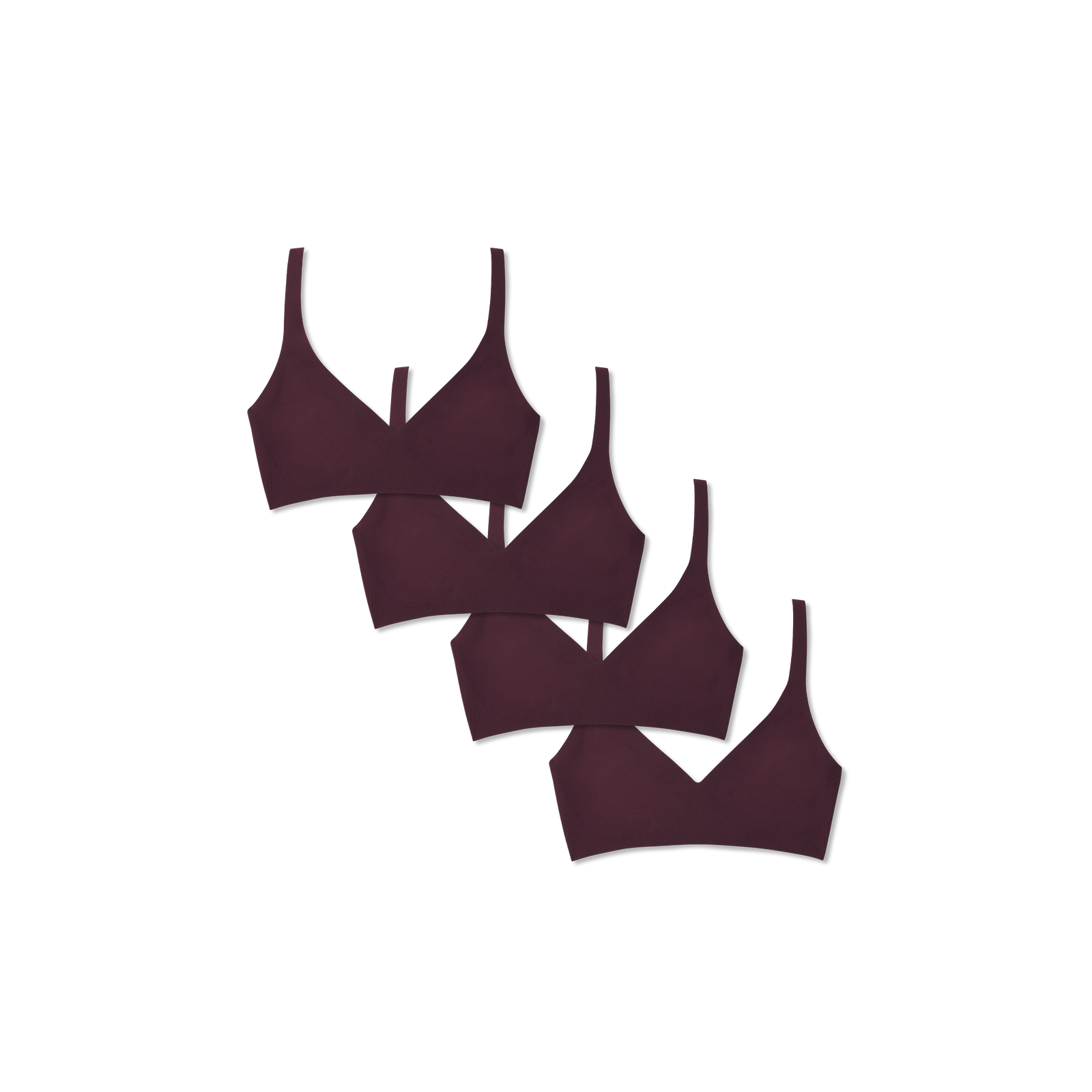 Womenâ€™s No Show Plunge Bralette 4-Pack - All Spice L