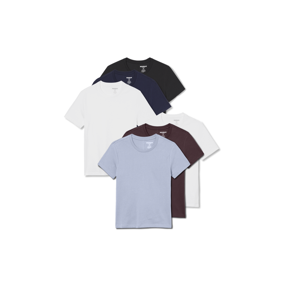 Women's Pima Cotton Slim Crew Neck T-Shirt 6-Pack - Gift Layer