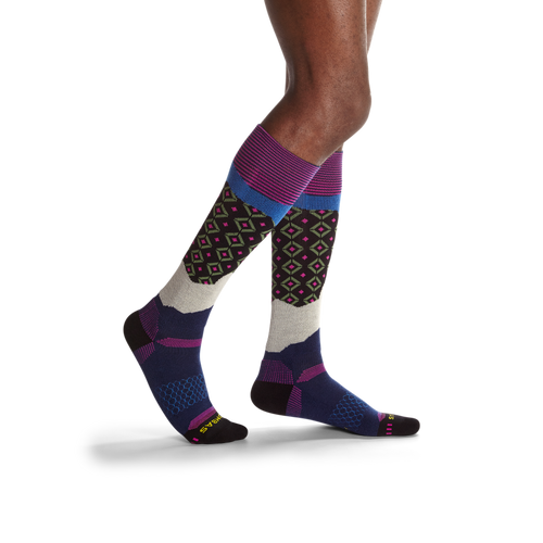 Men's Heavyweight Merino Wool Ski & Snowboard Sock 2-Pack Gift Bag - black-bluebird-mix - 2