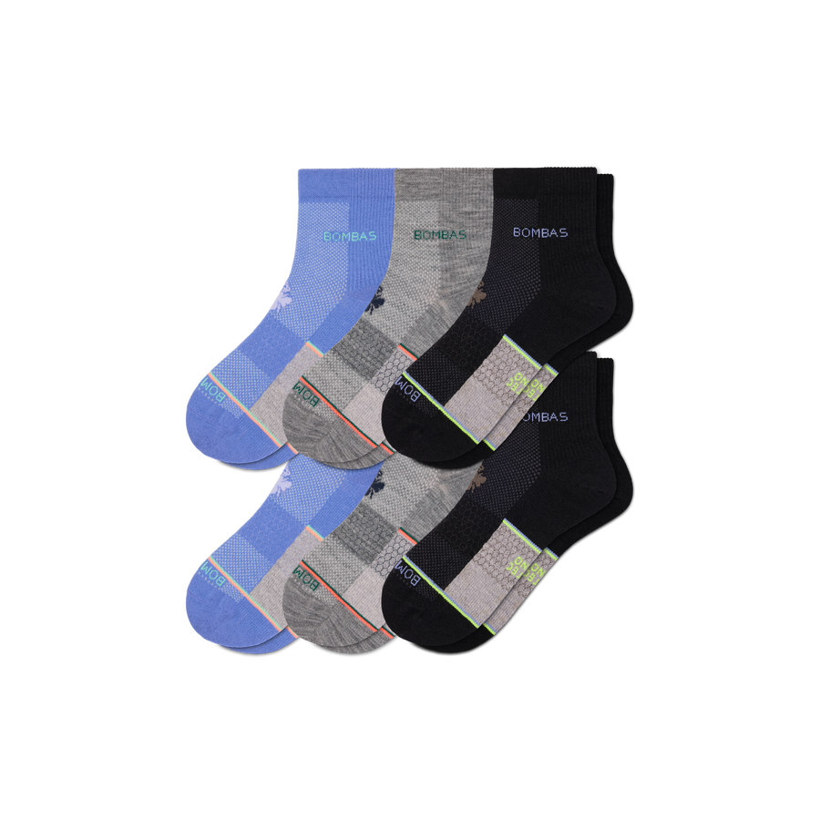 Men's UltraLite Sport Merino Wool Blend Quarter Sock 6-Pack - Cozy Office Rotation