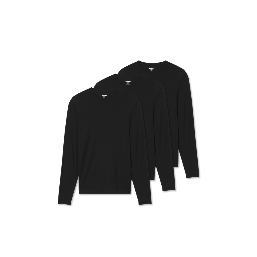 Men's Merino Wool Blend Crew Neck Long Sleeve T-Shirt 3-Pack - Trail Warmup Control