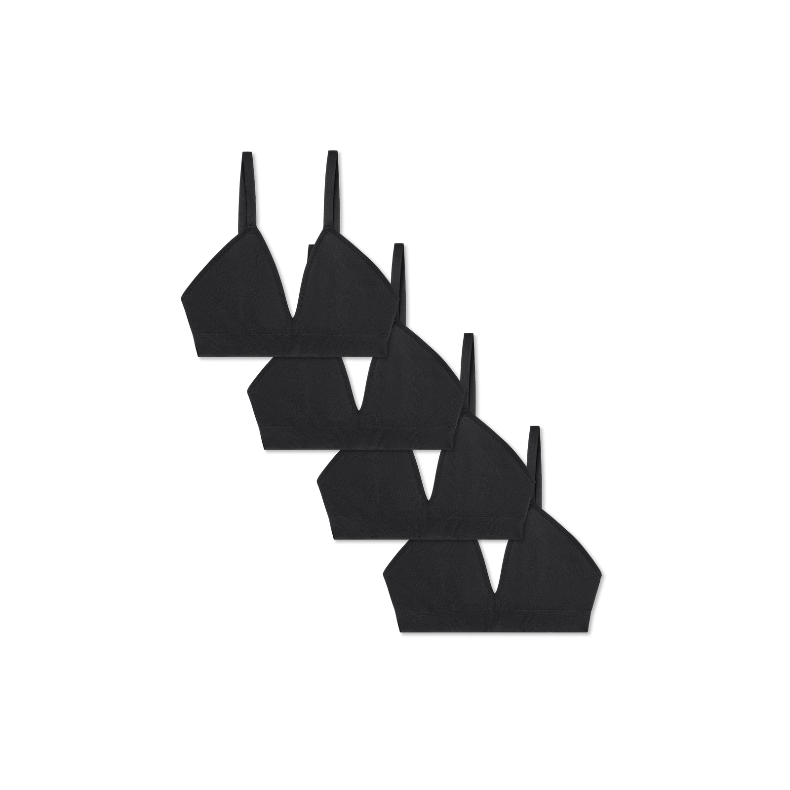 Women's Seamless Triangle Bralette 4-Pack - Black L