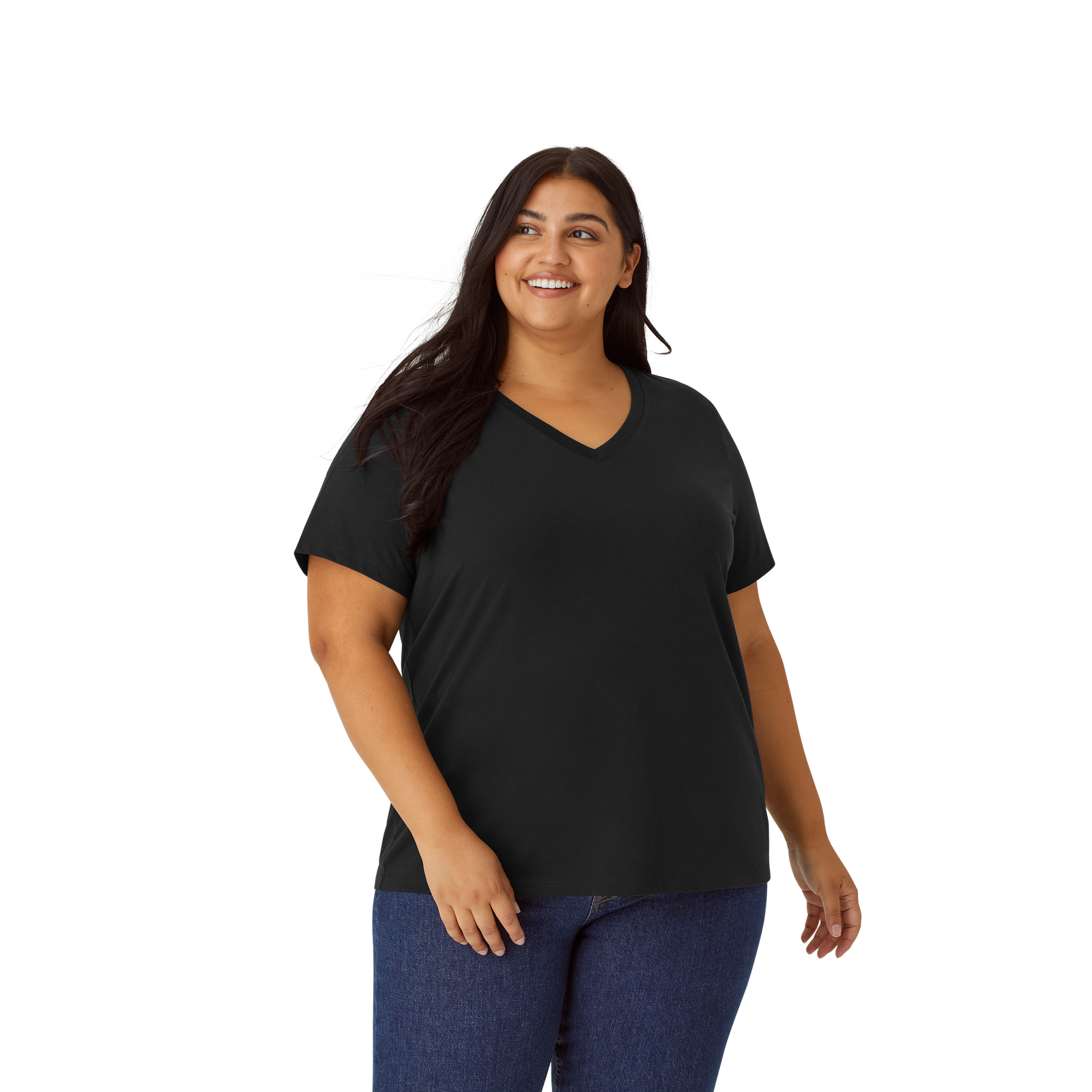 Women's Pima Cotton V-Neck T-Shirt 6-Pack - black - 37