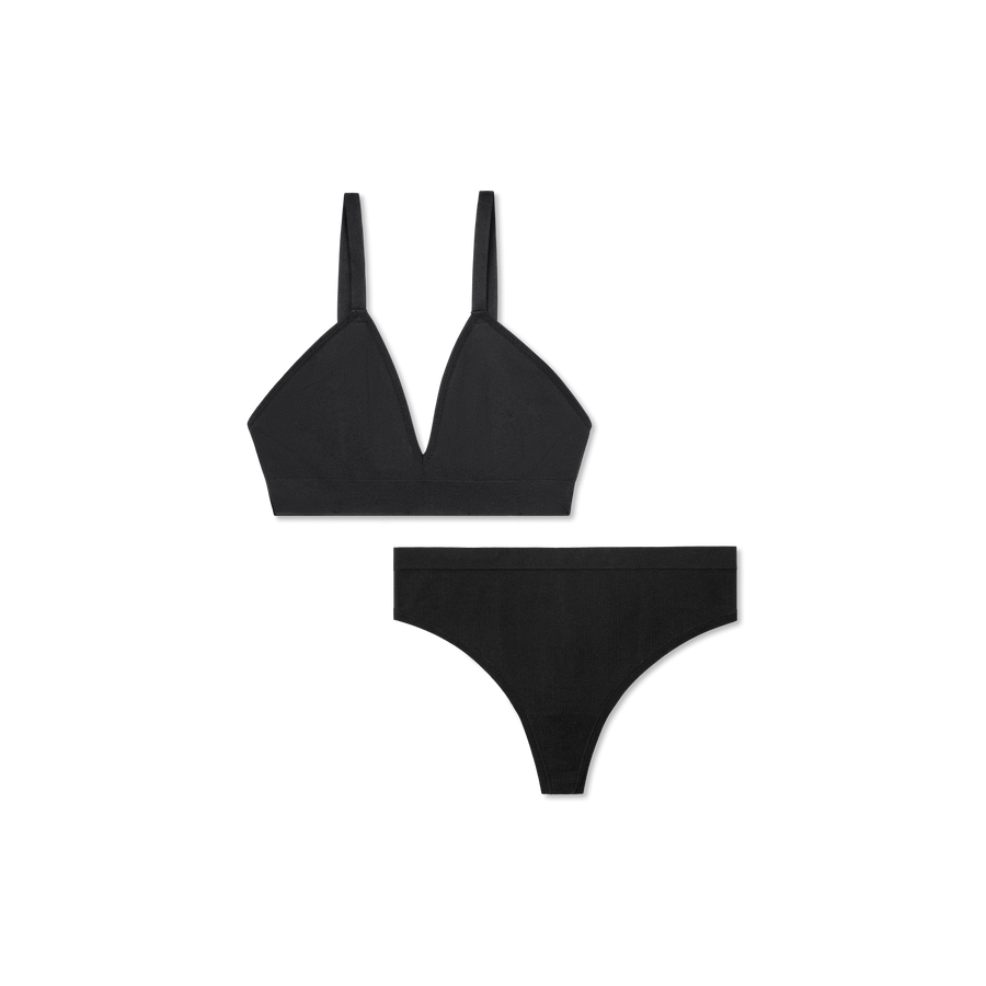 Women's Seamless Triangle Bralette + Thong Pack - Stretch Lounge Comfort