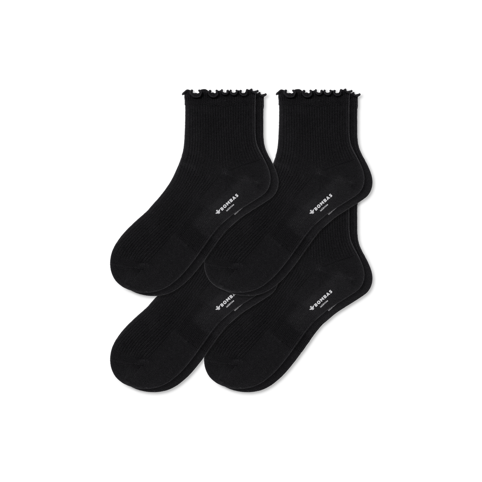 Women's Lightweight Frilly Quarter 4-Pack - Black L