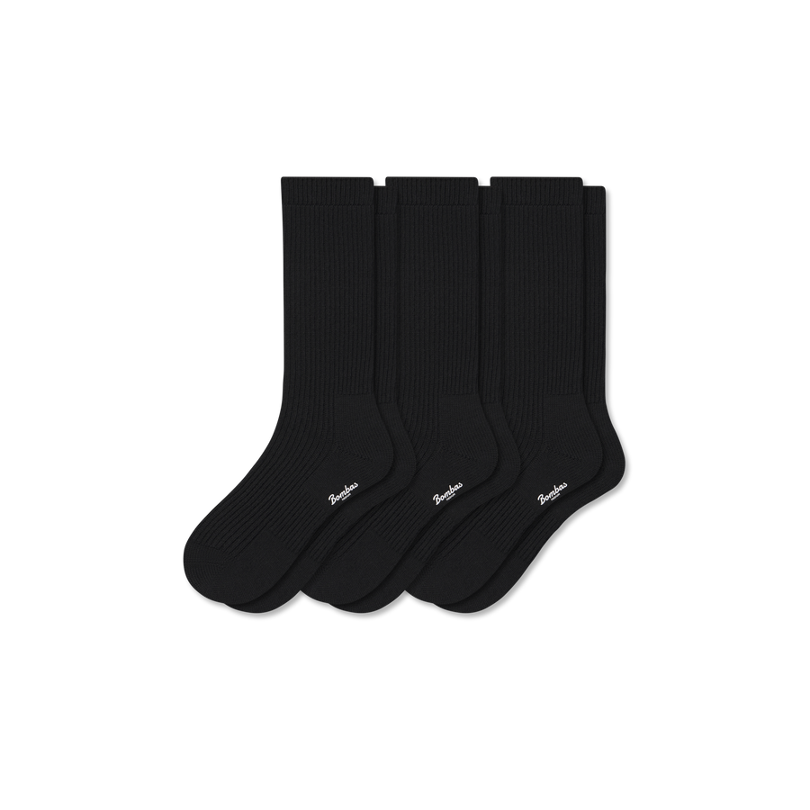 Men's Merino Cashmere Blend Fine Rib Calf Sock 3-Pack - Easy Shift Step