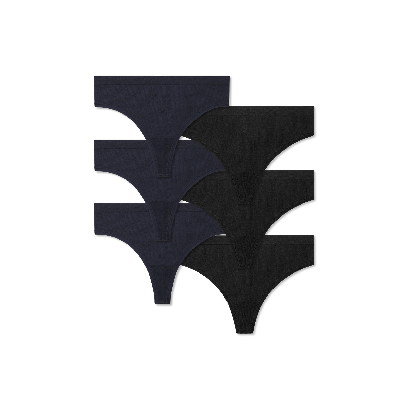 Women's Seamless Thong 6-Pack - Black Navy Mix L