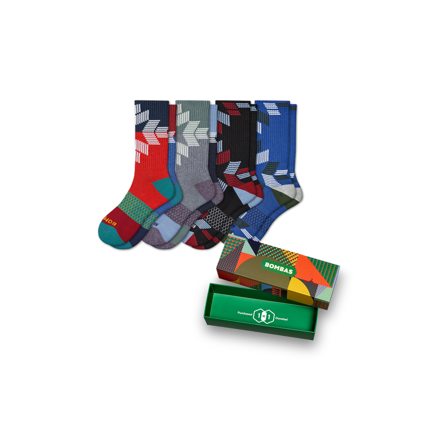 Men's Snowflake Calf Sock 4-Pack Gift Box - Ready Carry Stash