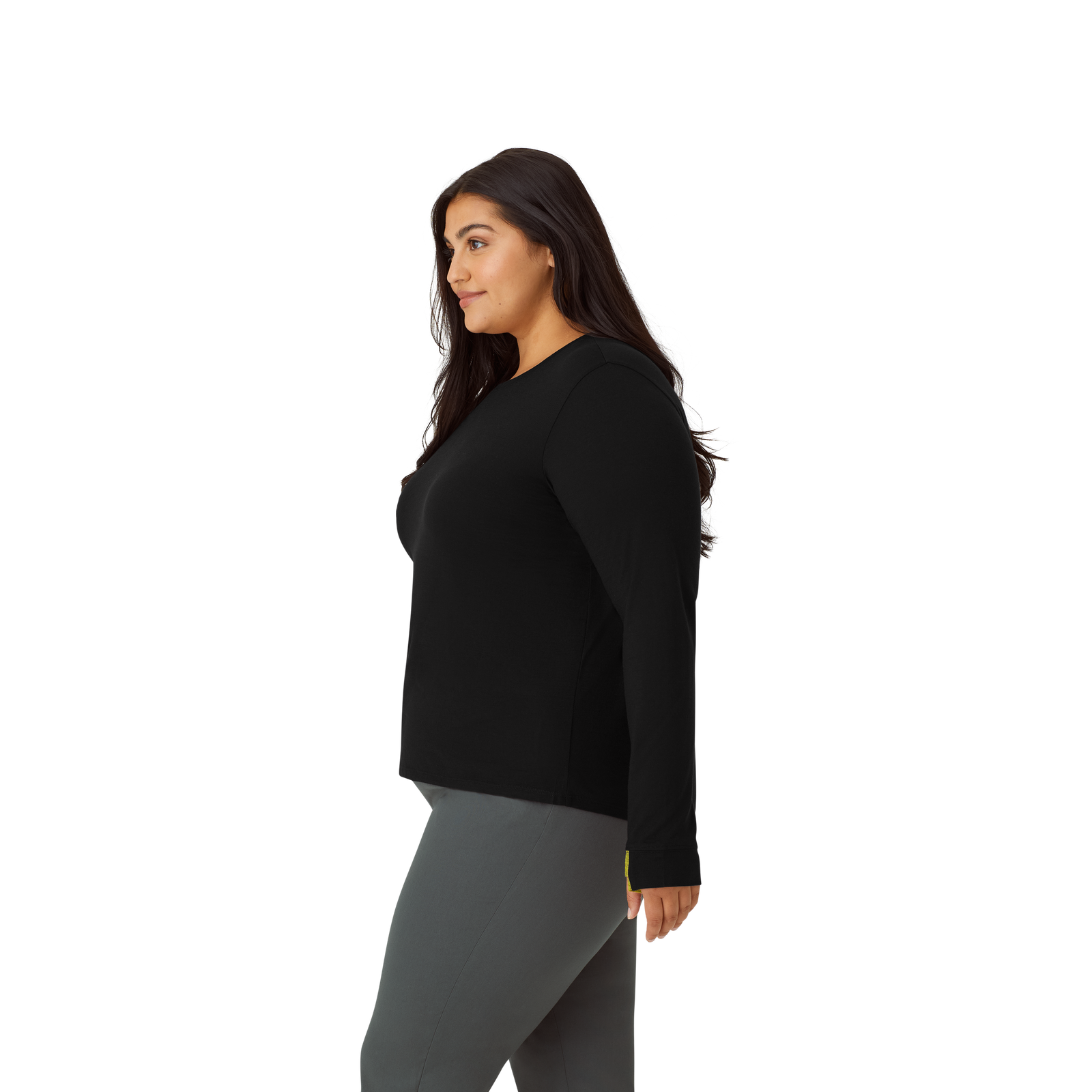 Merino Wool Crew Neck Long Sleeve T-Shirt Black WO2