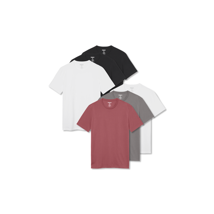 Men's Pima Cotton Slim Crew Neck T-Shirt 6-Pack - Soft Everyday Layer