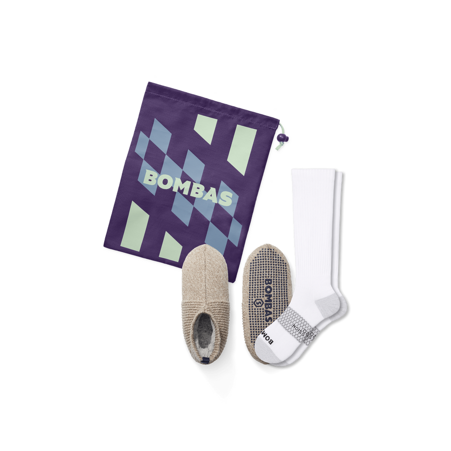 Women's Travel Compression Sock and Gripper Slipper 2-Pack - Active Hold