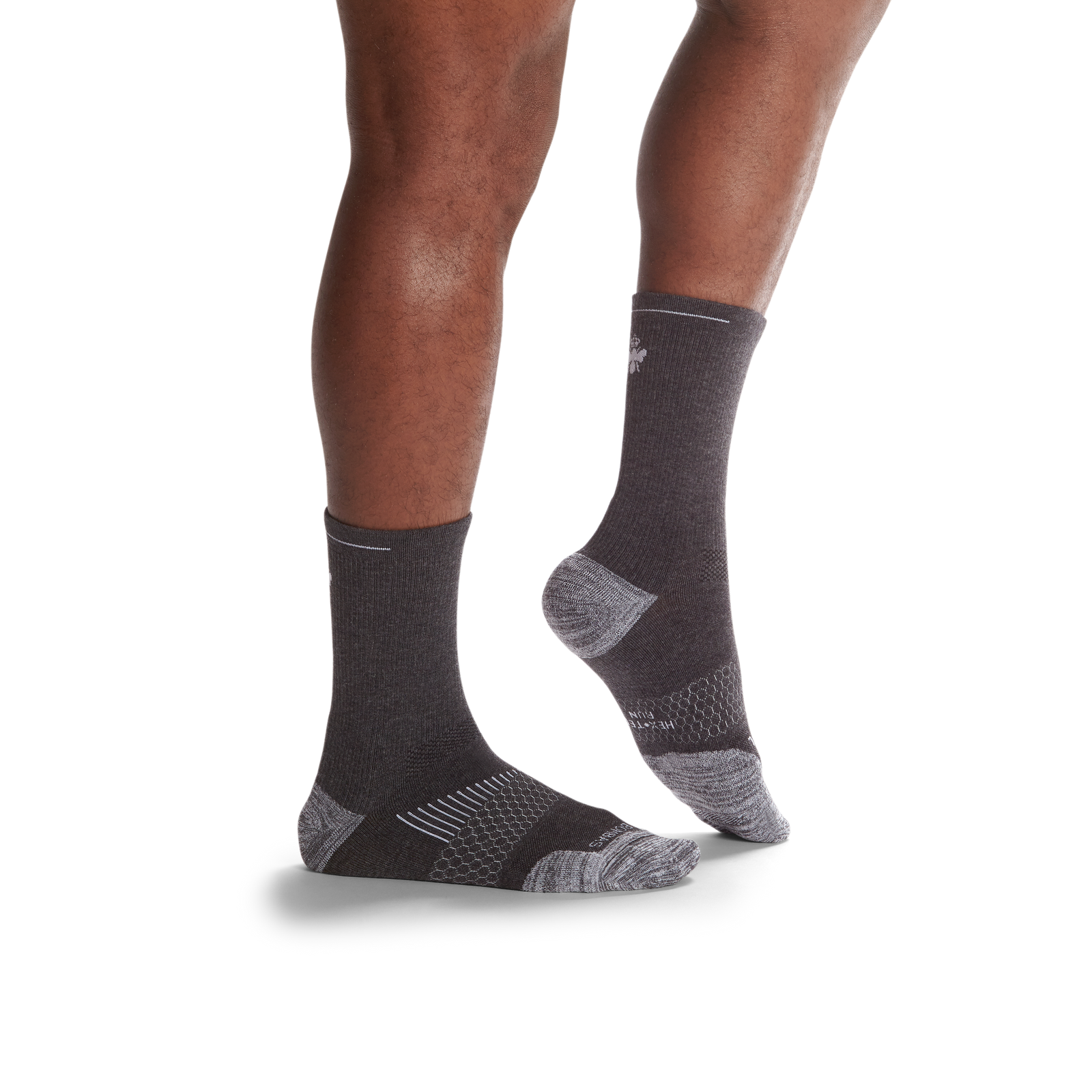 Men's Running Calf Socks - charcoal-with-bee - 57