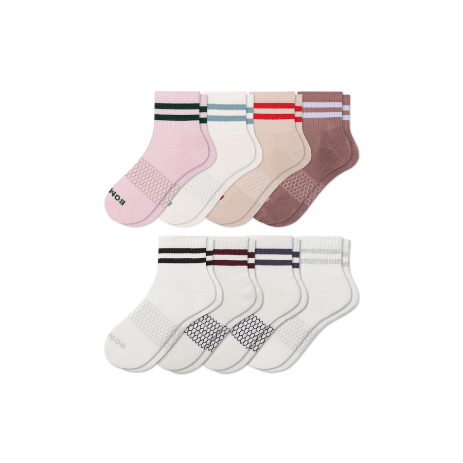 Women's Vintage Stripes Quarter Sock 8-Pack - Easy Weekend Fit