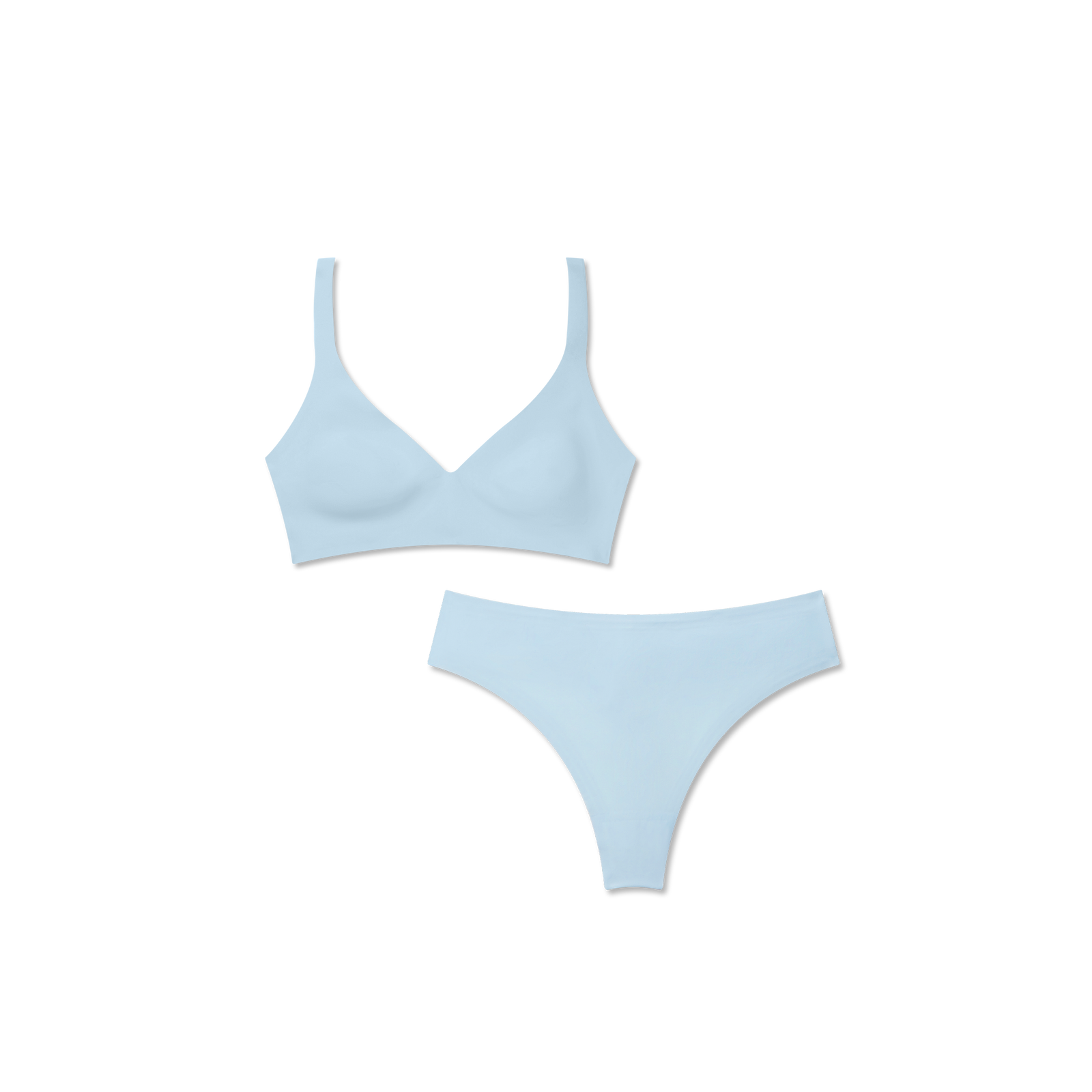 No Show Plunge Bralette + Thong - Glacier Blue L