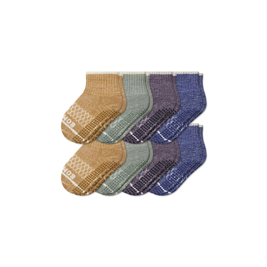 Toddler Merino Wool Blend Gripper Calf Sock 8-Pack - Light Everyday Cushion