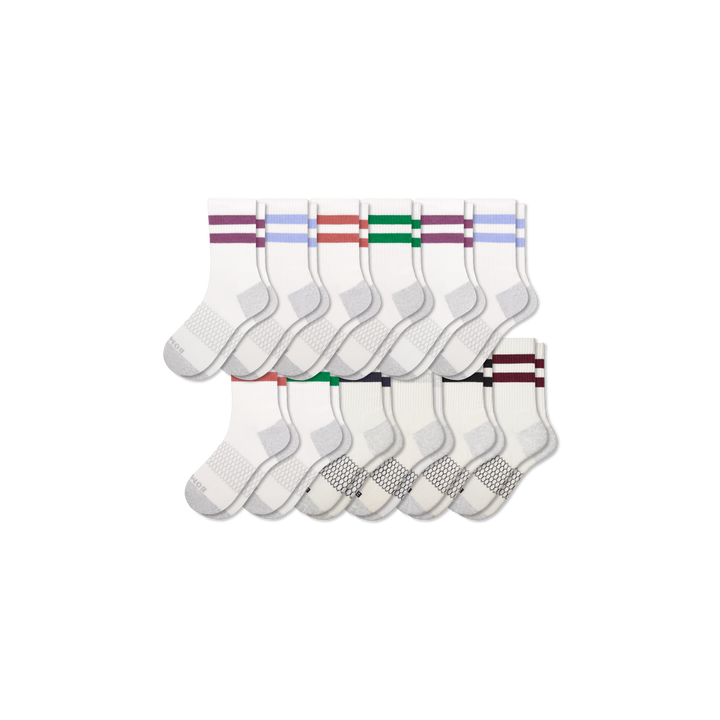 Vintage Stripes Half Calf Socks 12-Pack - Jungle Blue Mix L