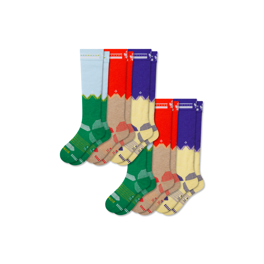 Youth Full-Cushion Merino Wool Blend Ski & Snowboard Sock 6-Pack - Modern Everyday Wear