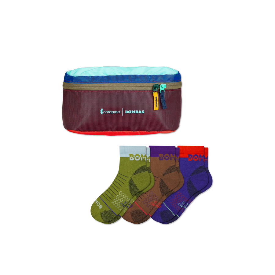 Men's Merino Wool Blend Hiking Quarter Sock 3-Pack & Cotopaxi Fanny Pack - Simple Travel Setup