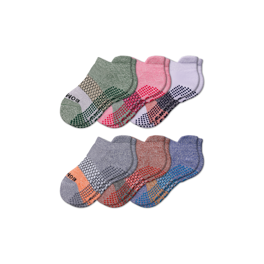 Youth Tri-Block Gripper Ankle Sock 6-Pack - Cozy Grip