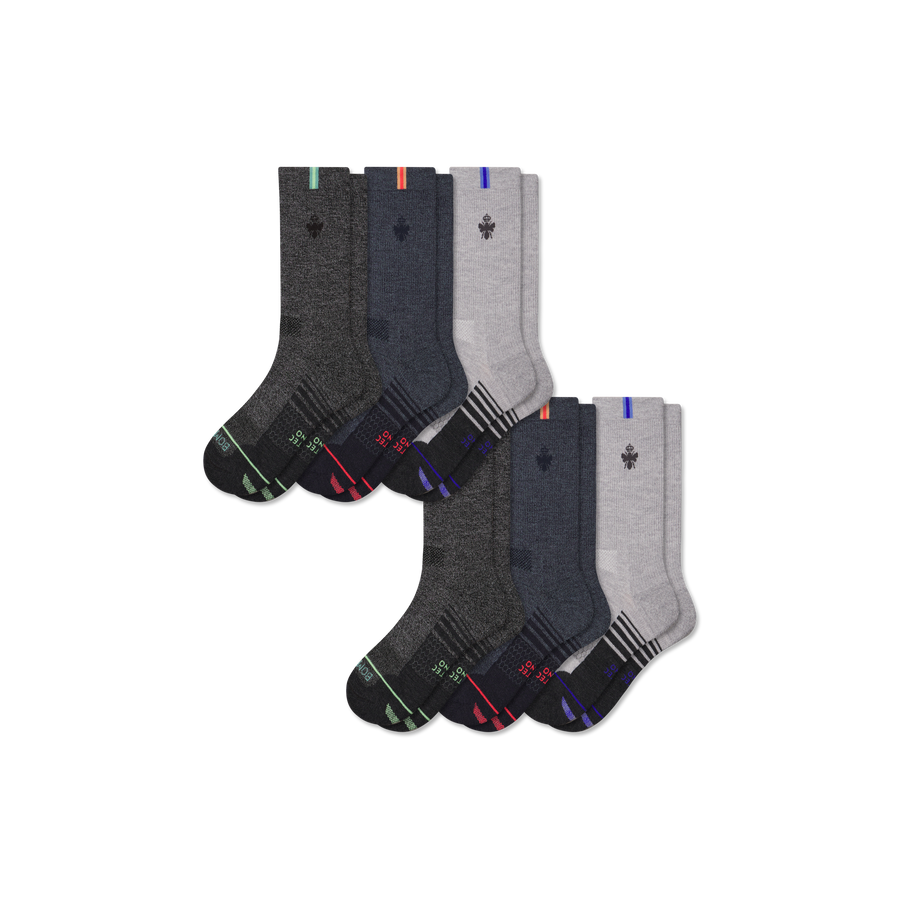 Men's Merino Wool Blend Run Calf Sock 6-Pack - Modern Hike Wear