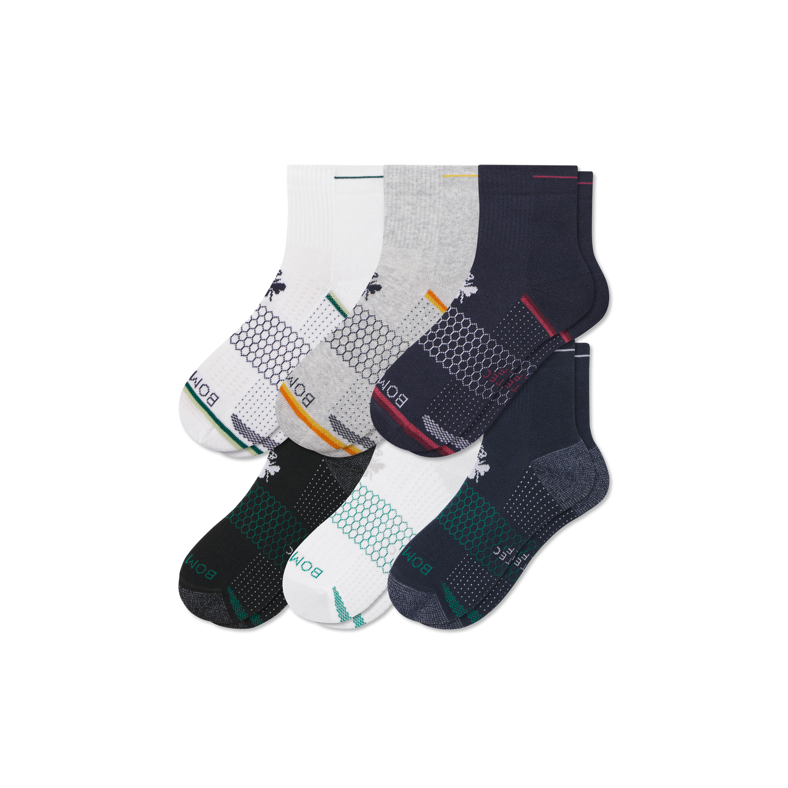 Men's Golf Quarter Sock 6-Pack - Midnight Navy Multi Mix L