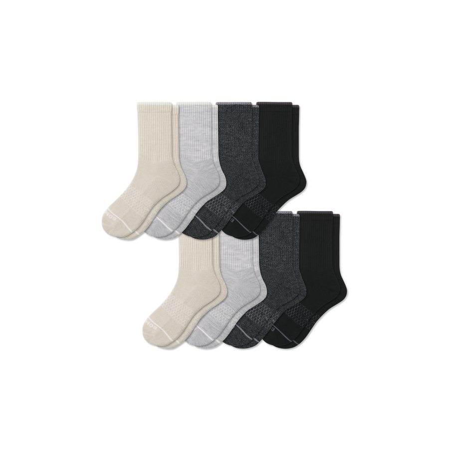 Men's Merino Wool Blend Half Calf Sock 8-Pack - Classic Studio Cushion