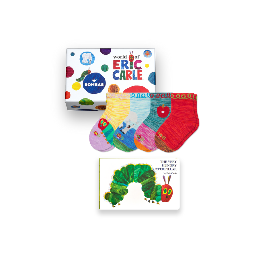 Toddler Eric Carle Lightweight Calf Sock 4-Pack Gift Box & Book - Smart Travel Wrap