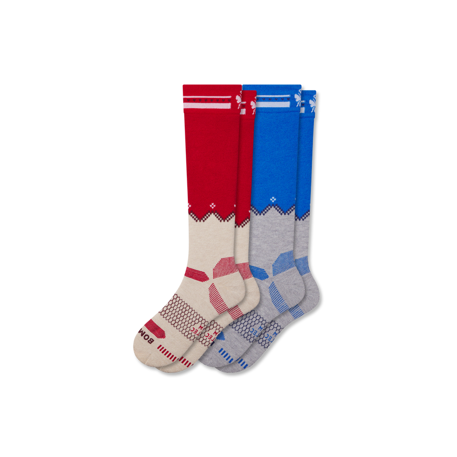 Men's Full-Cushion Merino Wool Blend Ski & Snowboard Sock 2-Pack - Classic Home Rotation