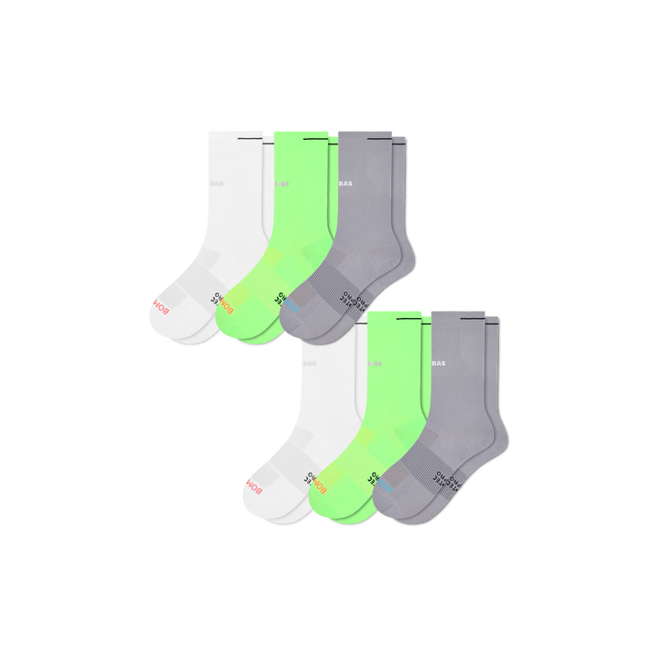 Women's RunPro Half Calf Sock 6-Pack - moonlight lime mix L