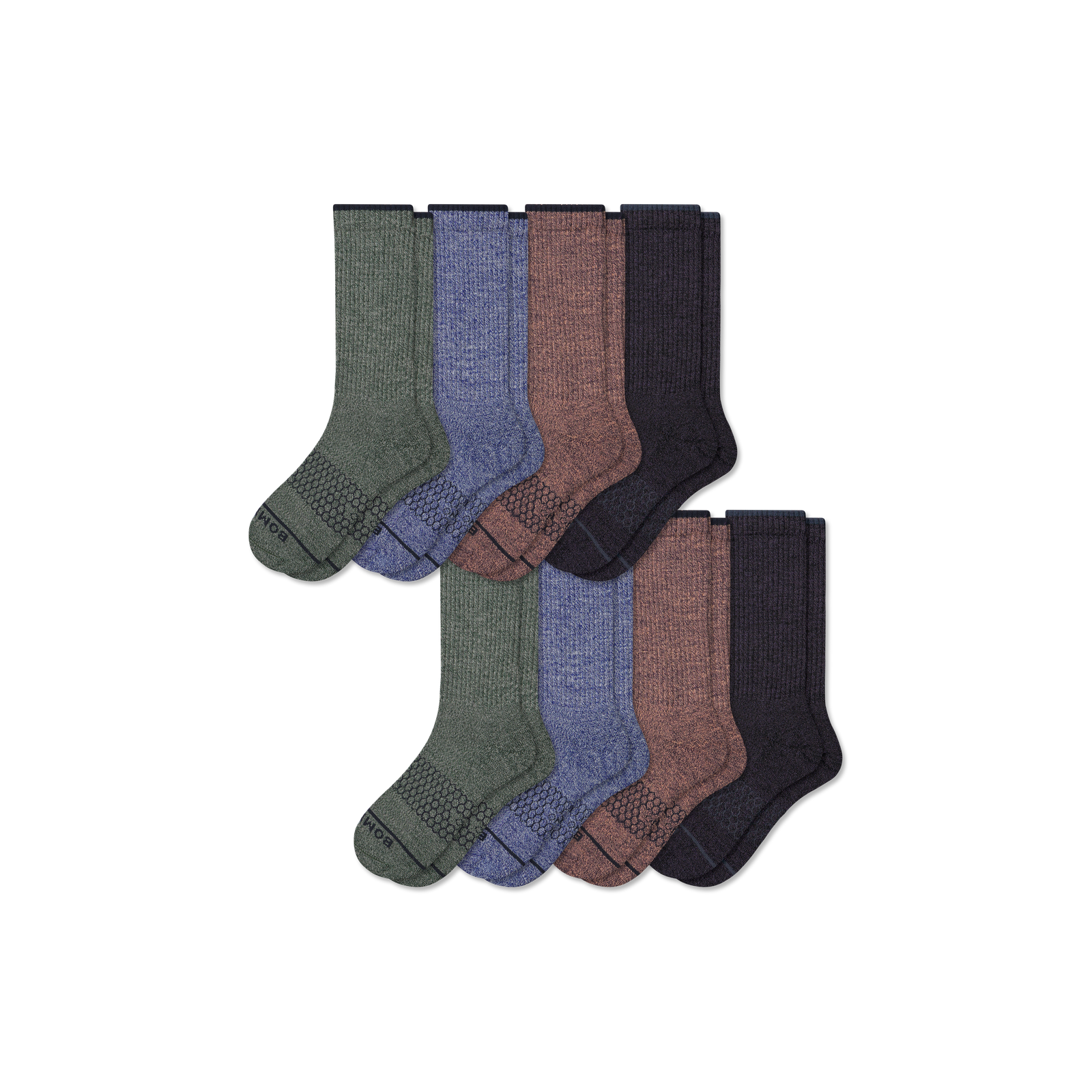 Men's Merino Wool Blend Calf Sock 8-Pack - Navy Glacier Mix L