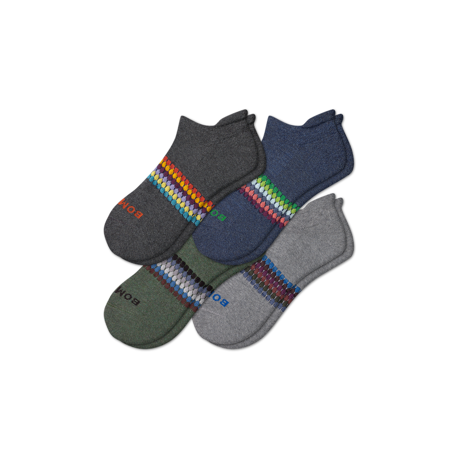 Men's Sunset Stripe Ankle Sock 4-Pack - Breathable Office Step