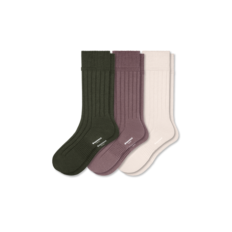Men's Merino Cashmere Blend Rib Calf Sock 3-Pack - Smooth Shift Support