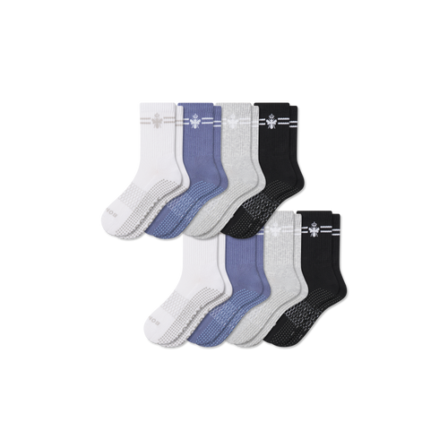 Men's Gripper Half Calf Sock 8-Pack - Oyster White Mix L