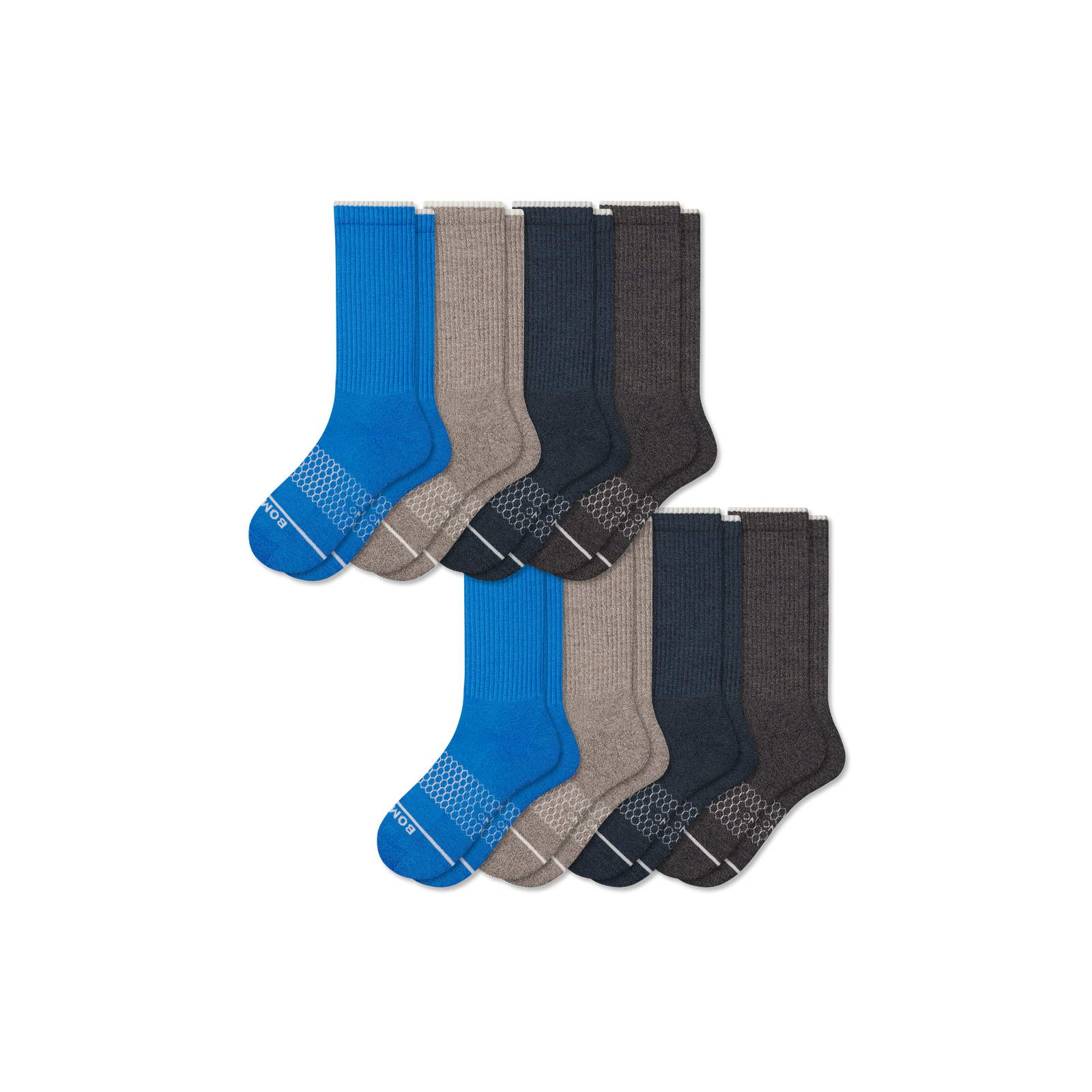 Men's Merino Wool Blend Calf Sock 8-Pack - Pebble Birch Mix L