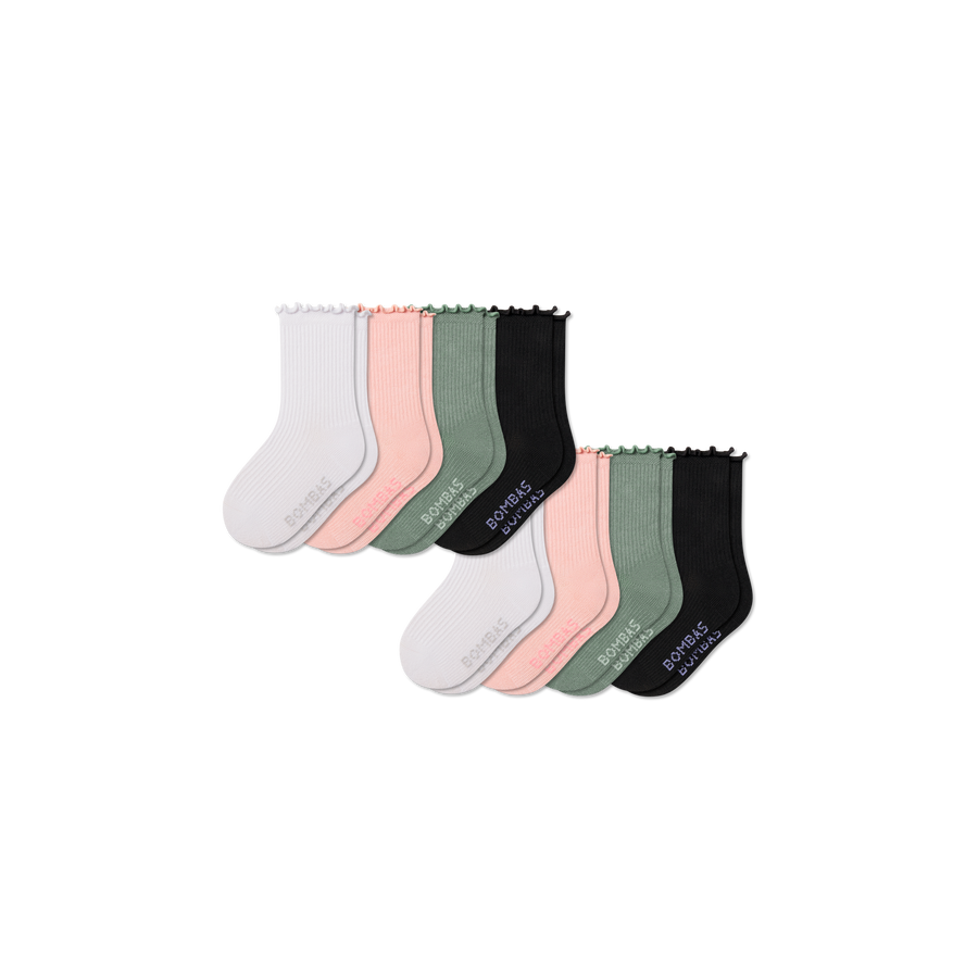 Junior Ruffle Rib Calf Sock 8-Pack - Run Lounge Step