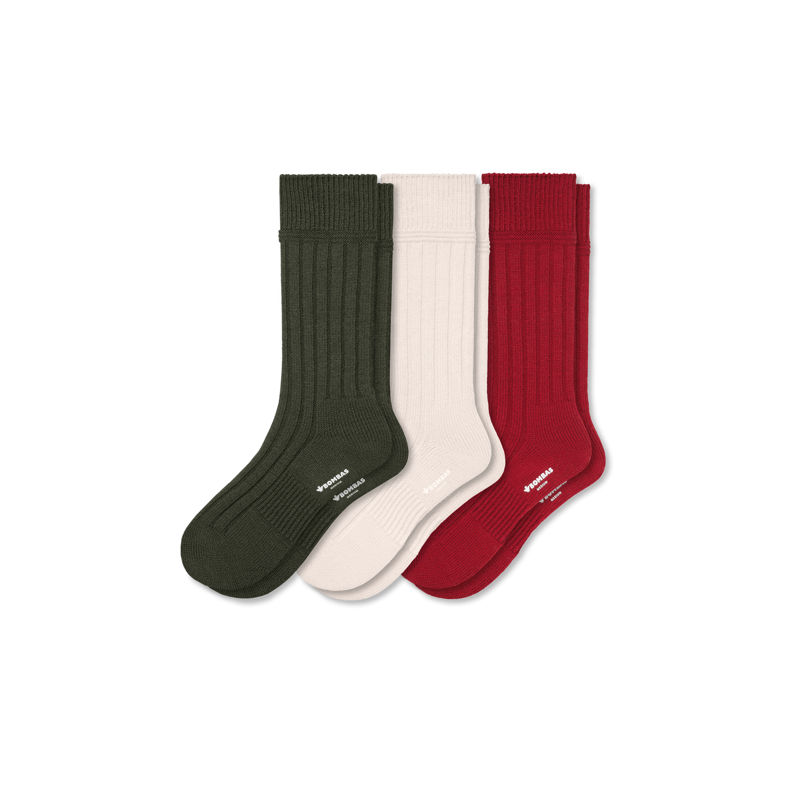 Men's Merino Cashmere Blend Rib Calf Sock 3-Pack - Sandalwood Olive Mix L