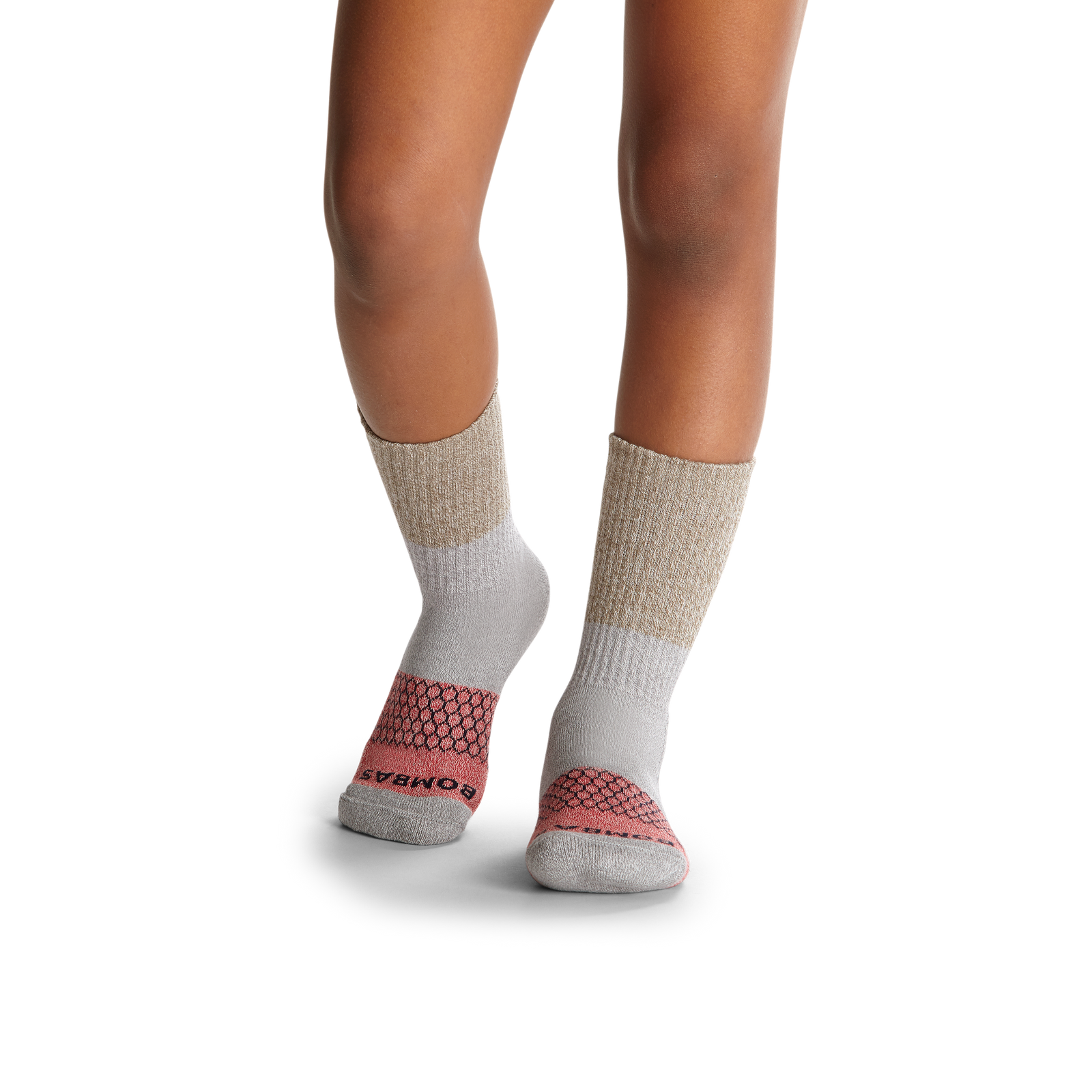 Youth Tri-Block Calf Sock 4-Pack - sepia-taupe-mix - 8