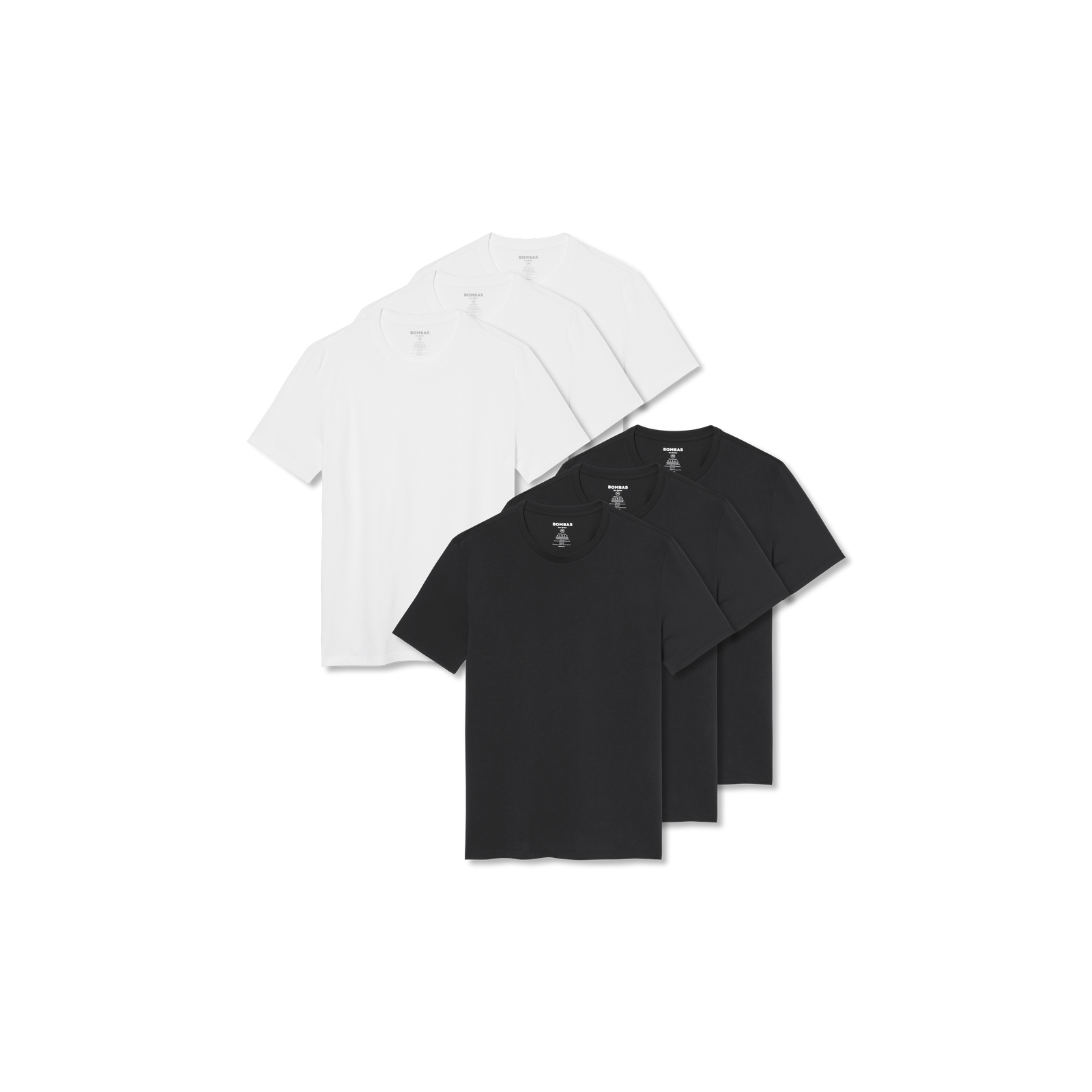 Men's Pima Cotton Crew Neck T-Shirt 6-Pack - Soft White Black L