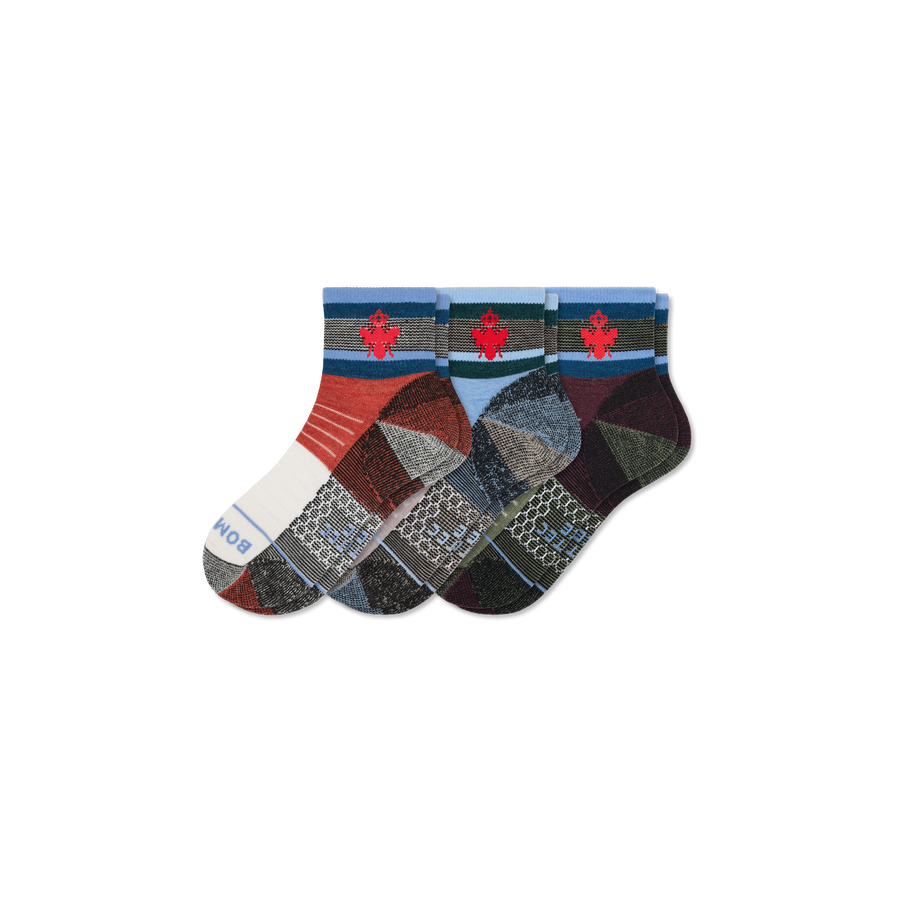 Cotopaxi x Bombas Merino Wool Blend Hiking Quarter Sock 3-Pack - Smooth Office Wear