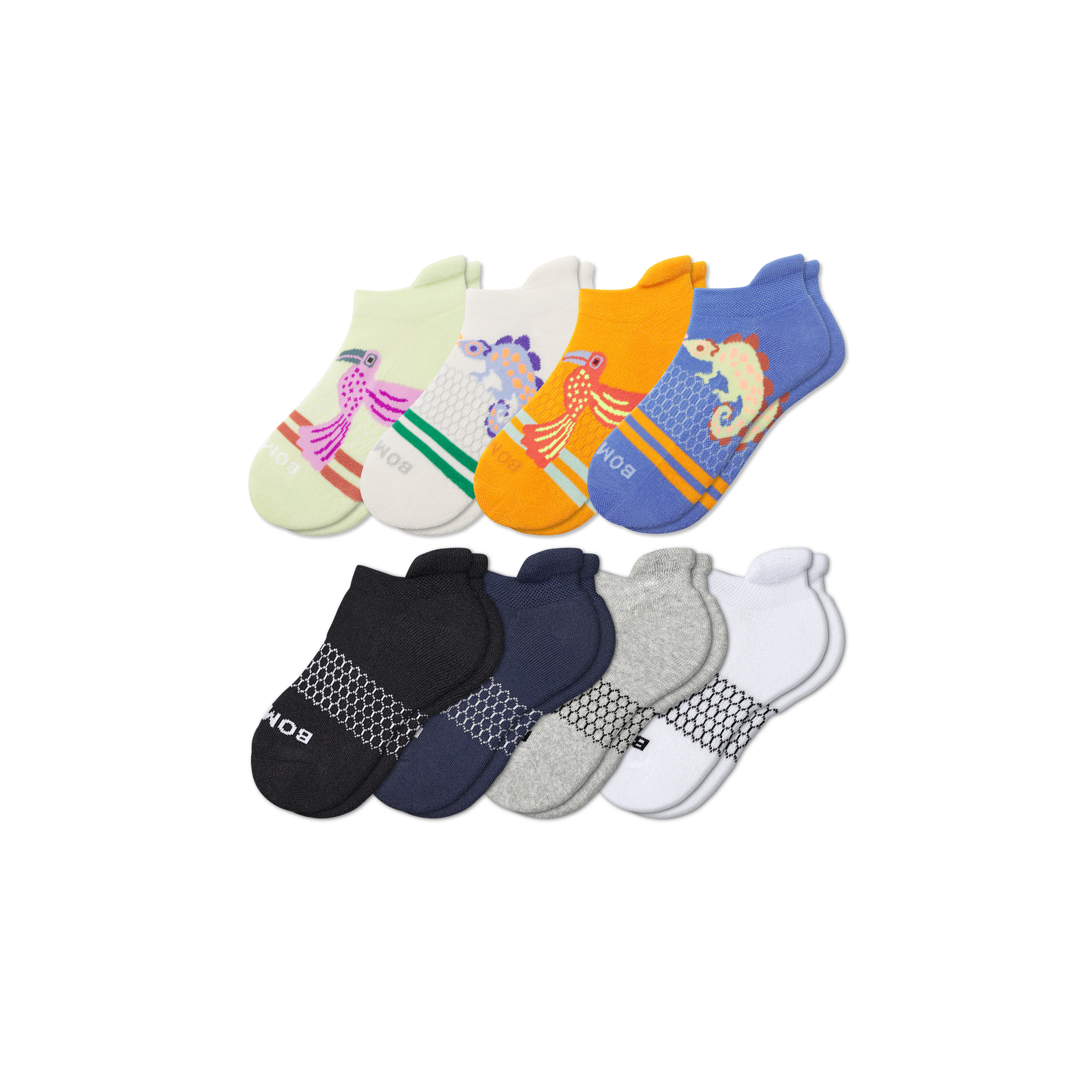 Youth Ankle Sock 8-Pack - Tangerine Lime Solids Mix L