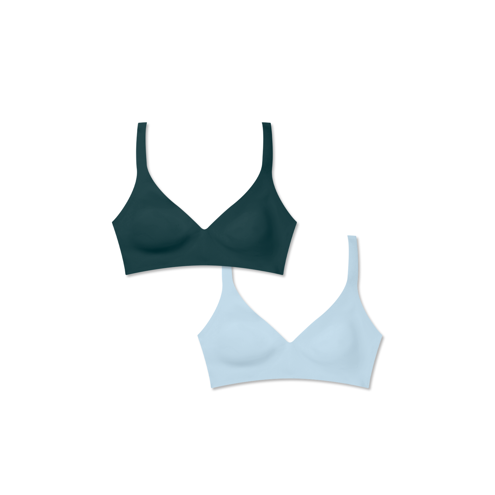 Women's No Show Plunge Bralette 2-Pack - Teal Pine x Glacier Blue L