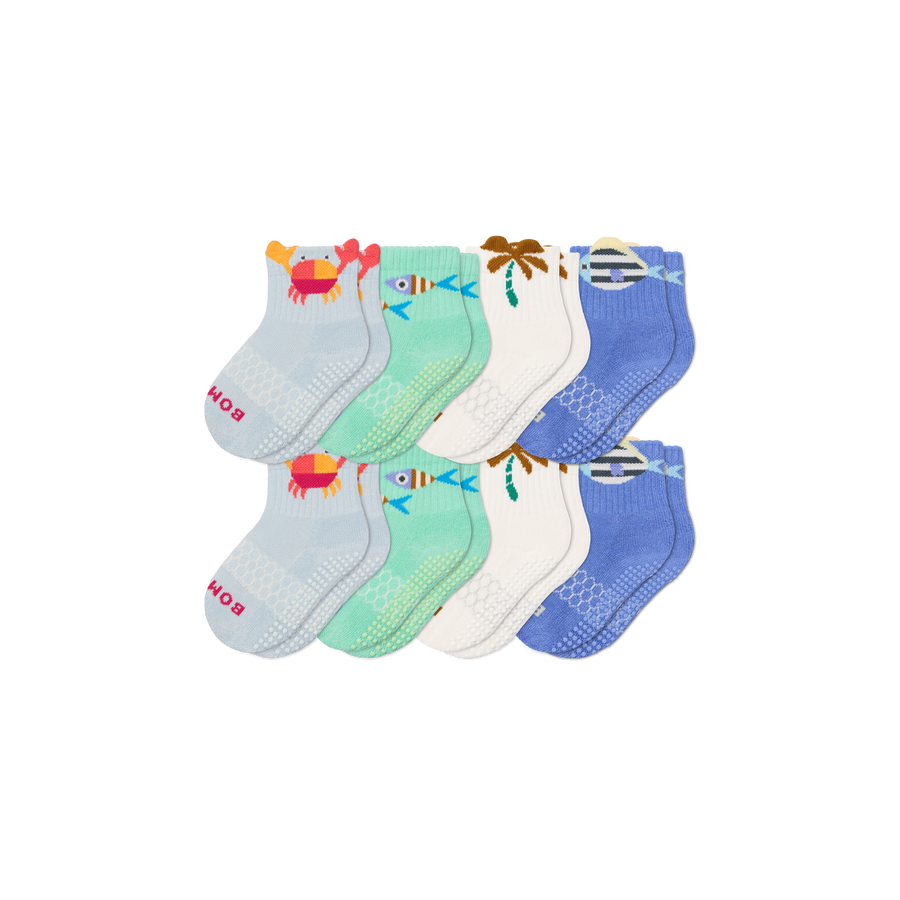 Toddler Gripper Calf Sock 8-Pack - Easy School Fit