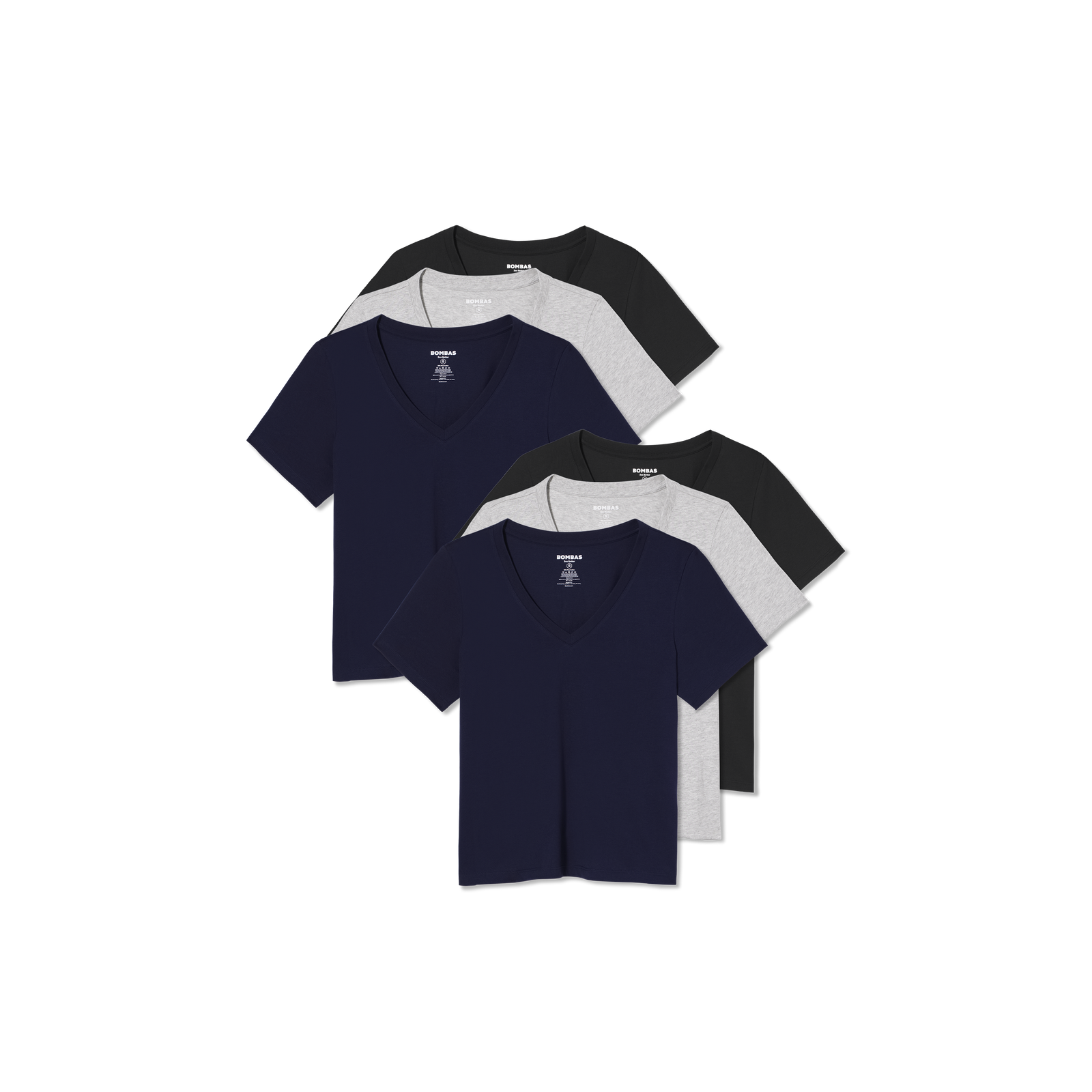 Women's Pima Cotton V-Neck T-Shirt 6-Pack - Varsity Grey Black L