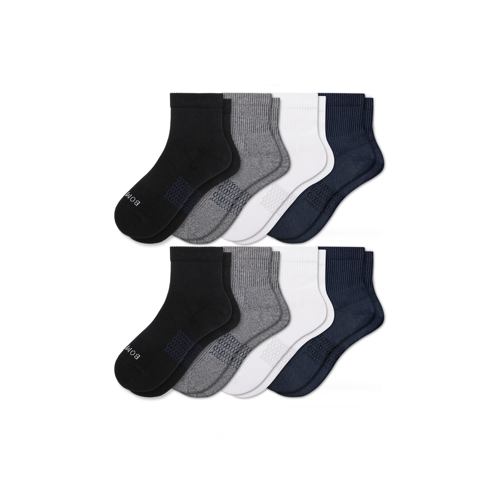 Men's Modern Rib Quarter Sock 8-Pack - White Black Mix L