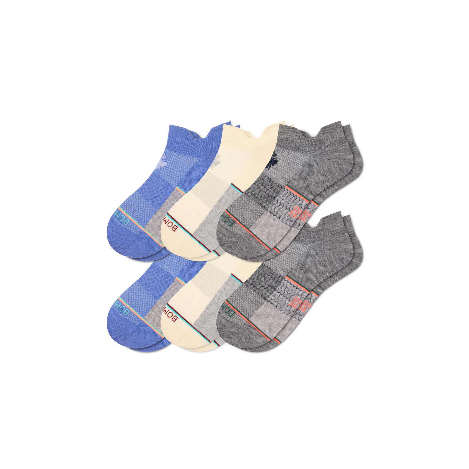 UltraLite Sport Merino Wool Blend Ankle Sock 6-Pack - white hydrangea mix L