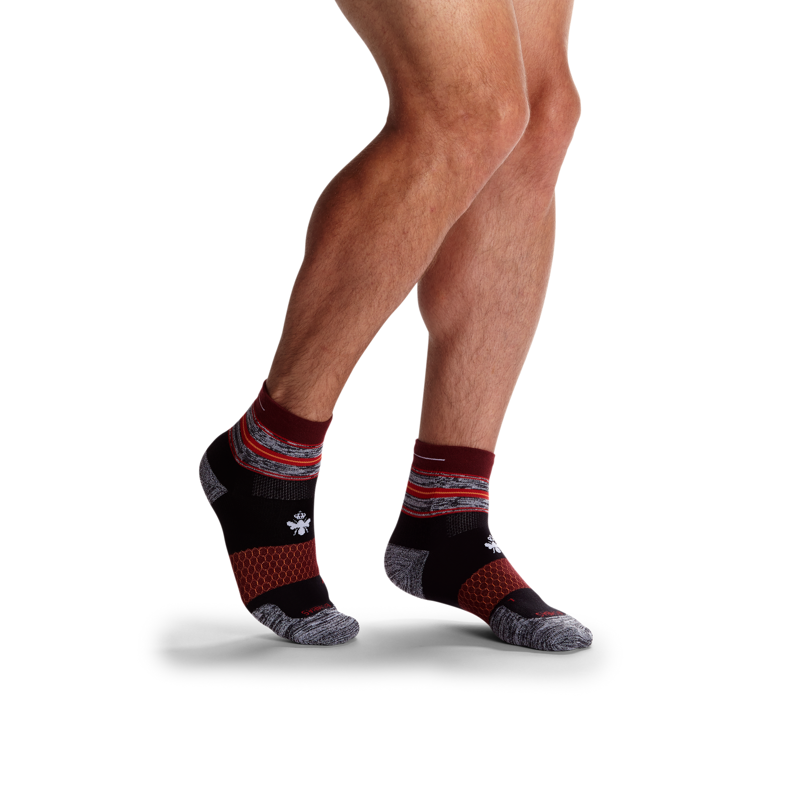 Men's Running Quarter Sock 3-Pack - wine-cobalt-mix - 20